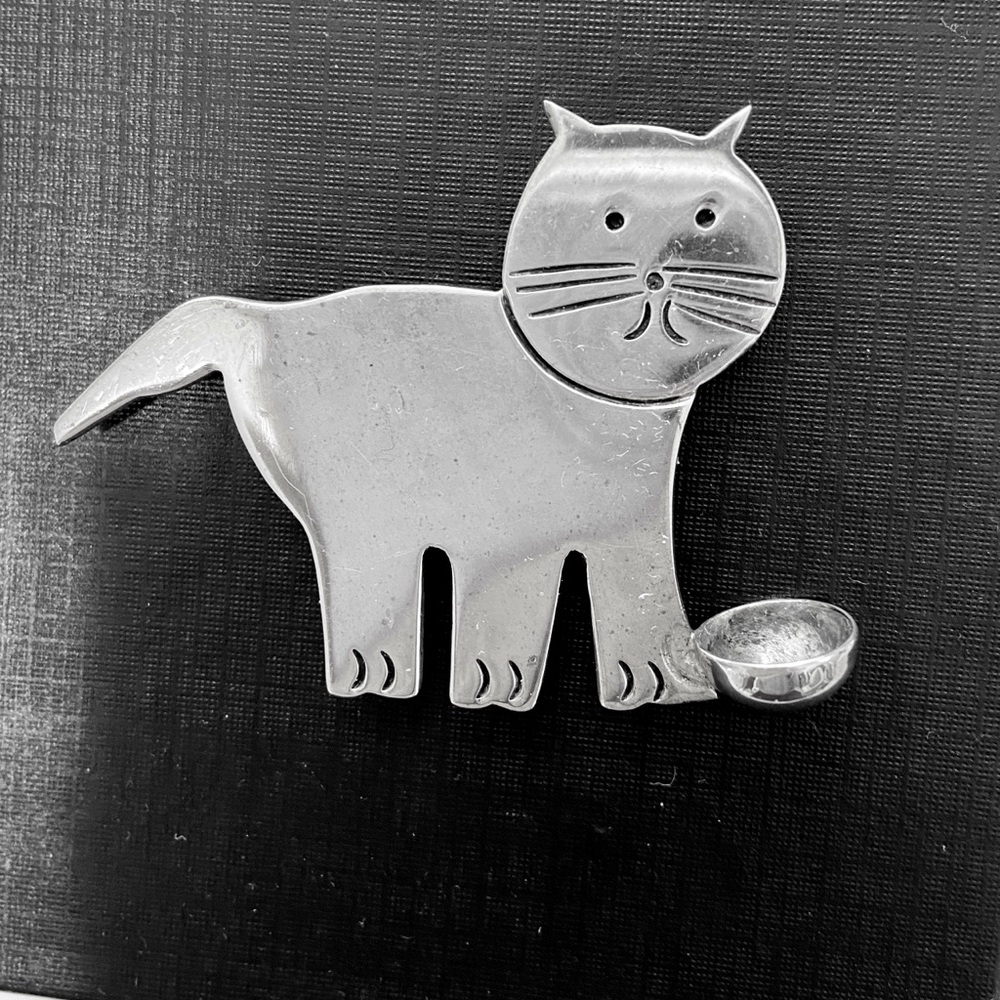 Vintage Sterling Silver Taxco Cat Pin
